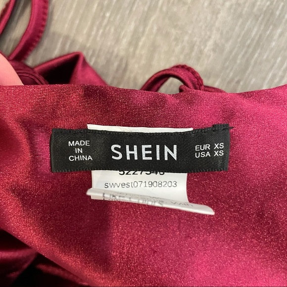 Deep red satin-look top from Shein with cross back detail and adjustable straps - Picture 6 of 7